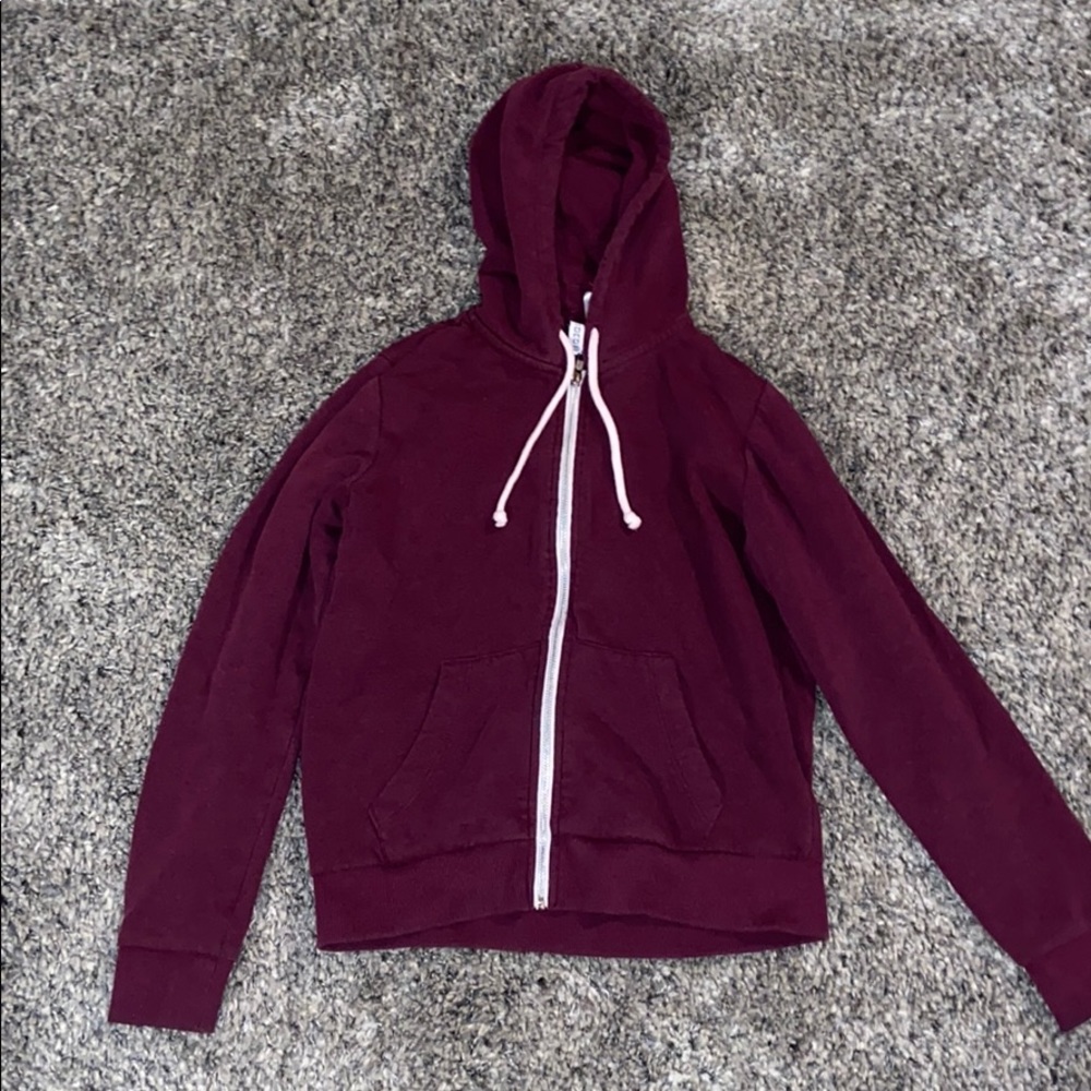 maroon zip up hoodie